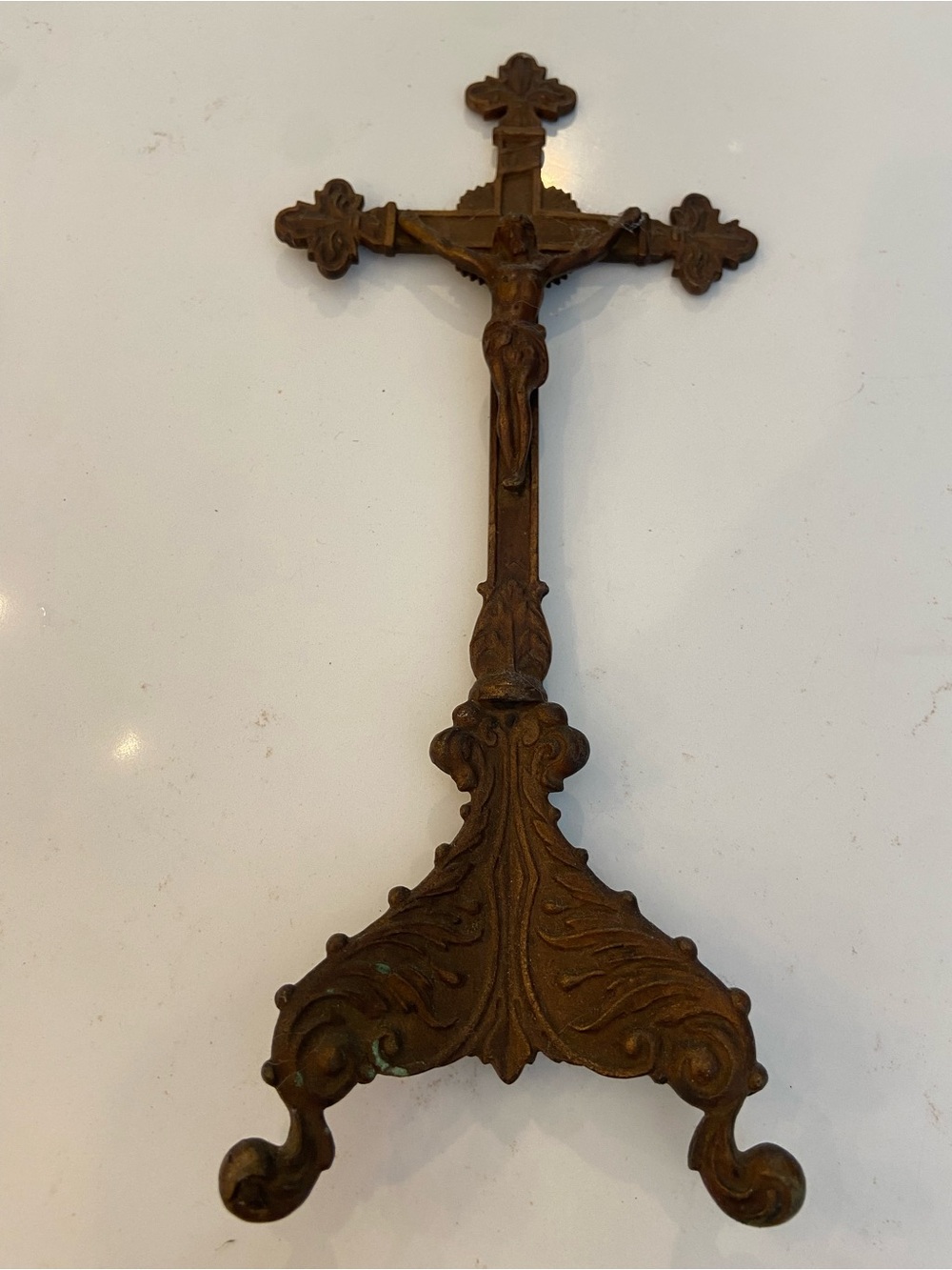 Vintage Brass Crucifix Jesus On The Cross Mid- Century Christian Faith Decor